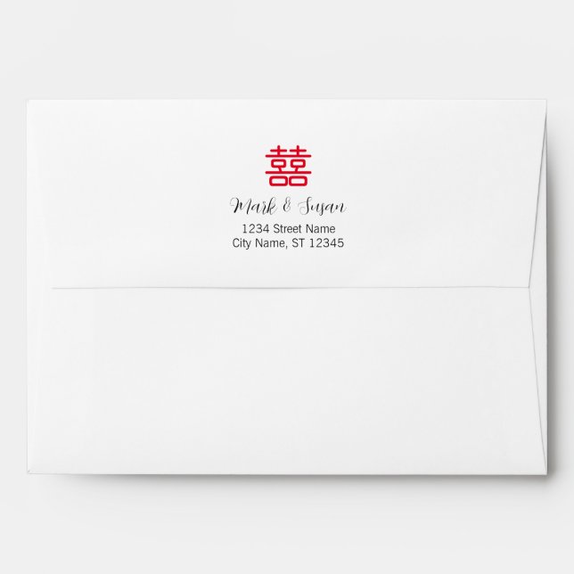Wedding  Invitation Envelope with Double Happiness (Back (Top Flap))