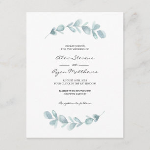 Wedding Invitation   Eucalyptus garden watercolor