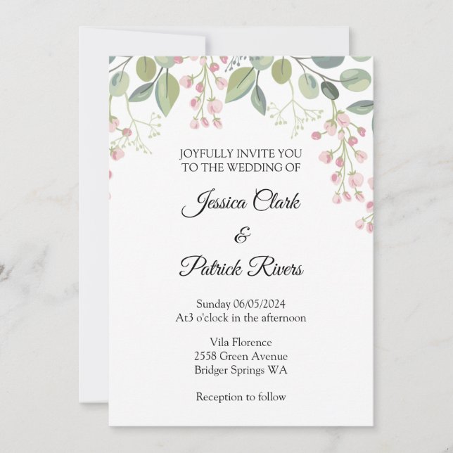 Wedding invitation floral pastel (Front)