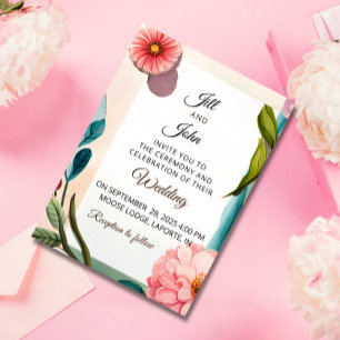 Wedding Invitation Floral Pastel Botanical Design
