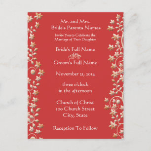 Wedding Invitation Floral Red Rose Save the Date