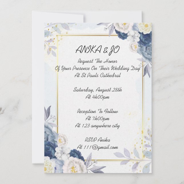 WEDDING INVITATION, FLORAL WEDDING INVITATION (Front)