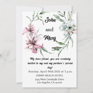 Wedding Invitation for Friend, Floral Wedding Card