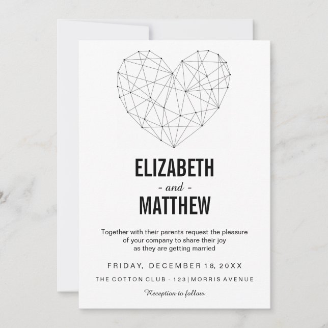 Wedding invitation | geometric heart | invite card (Front)