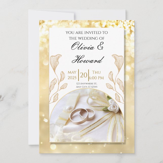 Wedding invitation - gold (Front)