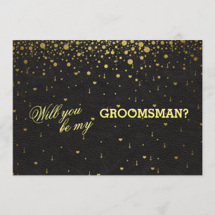 Wedding Invitation Gold Confetti GROOMSMAN Invite