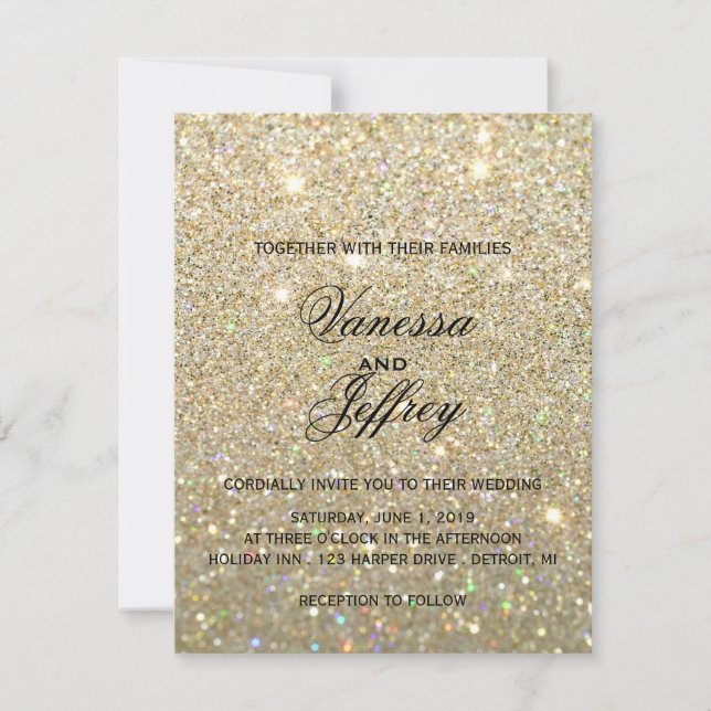 Wedding Invitation - Gold Glit Fab Two (Front)