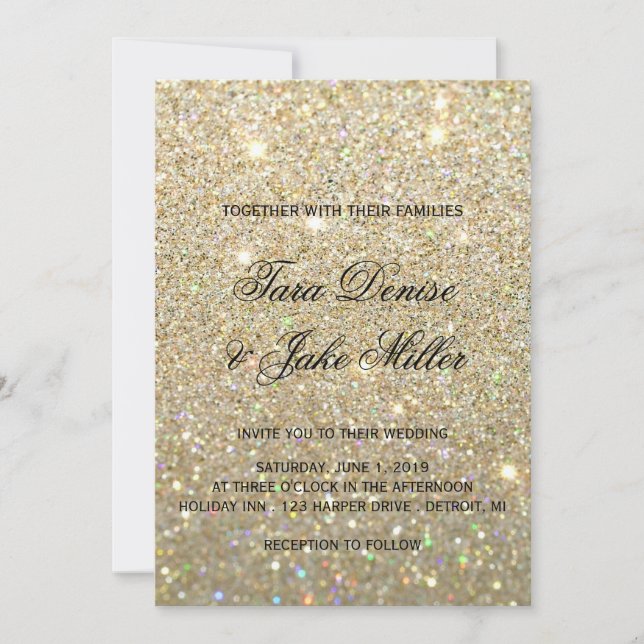 Wedding Invitation - Gold Glit Fab & Two (Front)