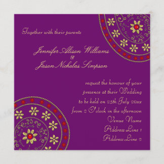 Wedding Invitation Gold & Jewels Indian Inspired