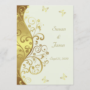 Wedding Invitation--Gold Swirls & Ivory 5x7 Invitation