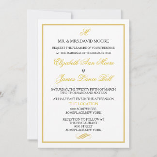 Wedding Invitation | Gold White