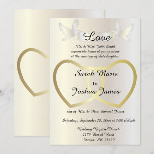 Wedding Invitation - Golden Hearts Theme