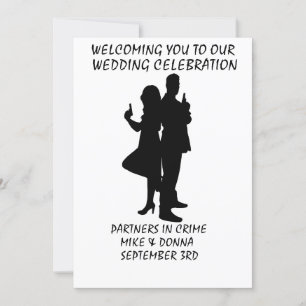 WEDDING INVITATION GUNS PARTNERS IN CRIME