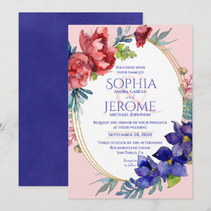 Wedding Invitation   Happiness Floral Watercolor