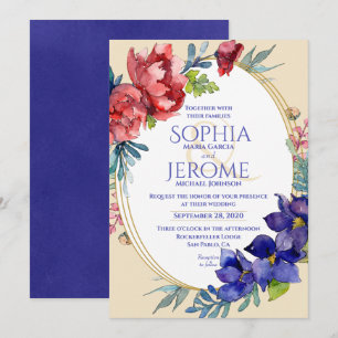 Wedding Invitation   Happiness Floral Watercolor