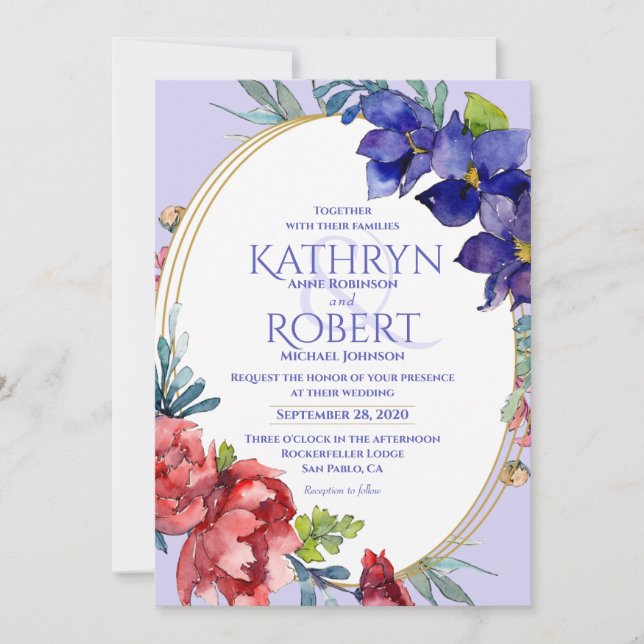 Wedding Invitation | Happiness Floral Watercolor (Front)