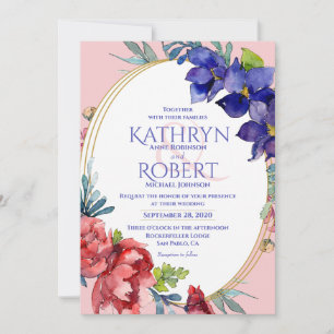 Wedding Invitation   Happiness Floral Watercolor