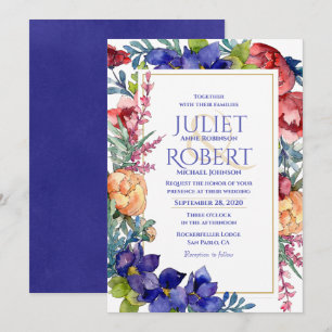 Wedding Invitation   Happiness Watercolor Floral