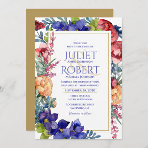 Wedding Invitation   Happiness Watercolor Floral