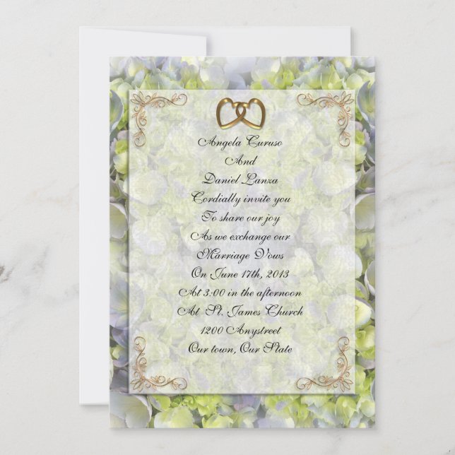 Wedding Invitation Hydrangeas and lace (Front)