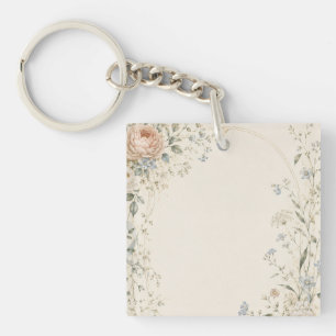 Wedding Invitation in Elegant French Country Style Keychain
