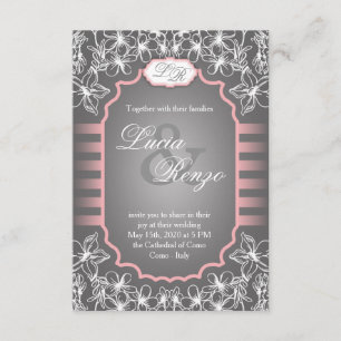 Wedding Invitation in elegant grey and pink