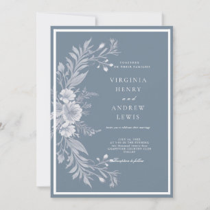 Wedding invitation in French elegant style in whit
