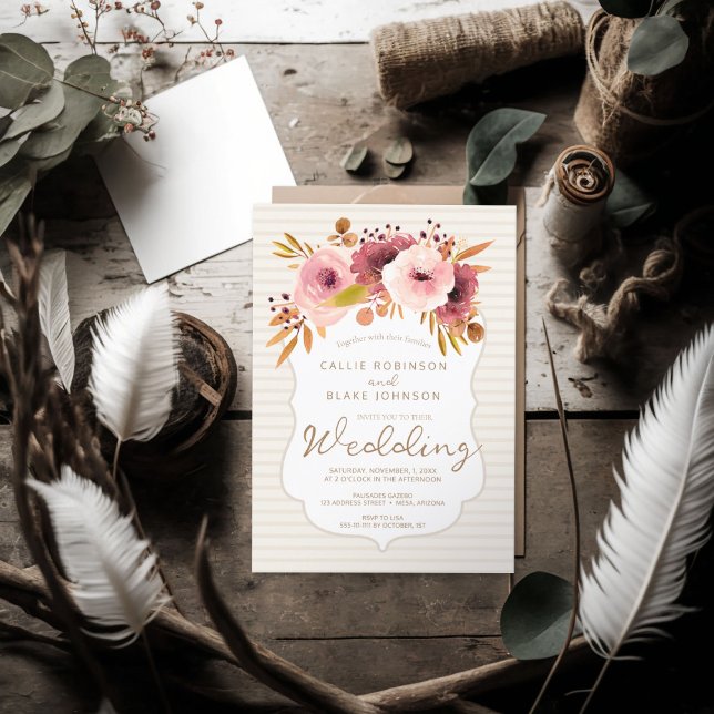 Wedding Invitation in Modern Boho Blush Flora (Wedding Invitation in Modern Boho Blush Flora)