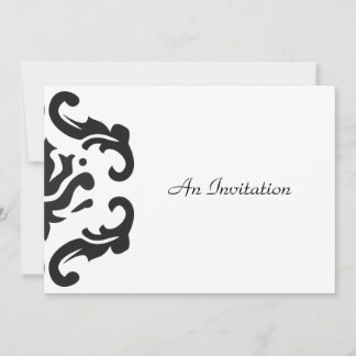Wedding Invitation in Stylish Black & White Damask