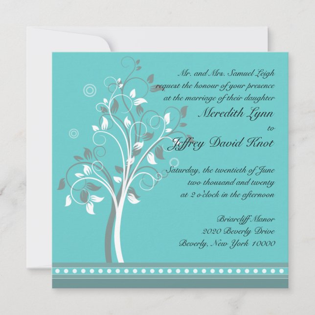 Wedding Invitation in Turquoise (Front)