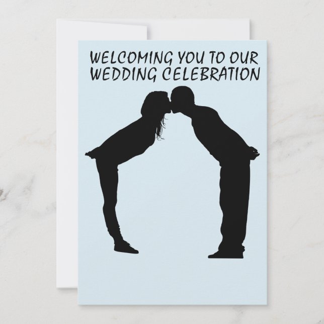 WEDDING INVITATION KISSING COUPLE SILHOUETTE (Front)