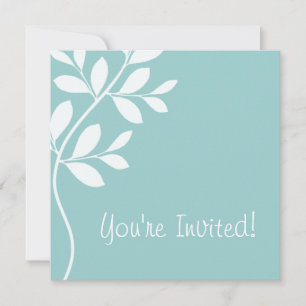 Wedding Invitation Leaf Branch Baby Blue