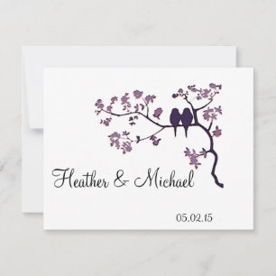 Wedding invitation - lovebirds on a tree
