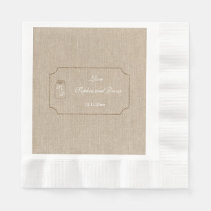 Wedding Invitation   Mason Jar Linen Canvas Napkin