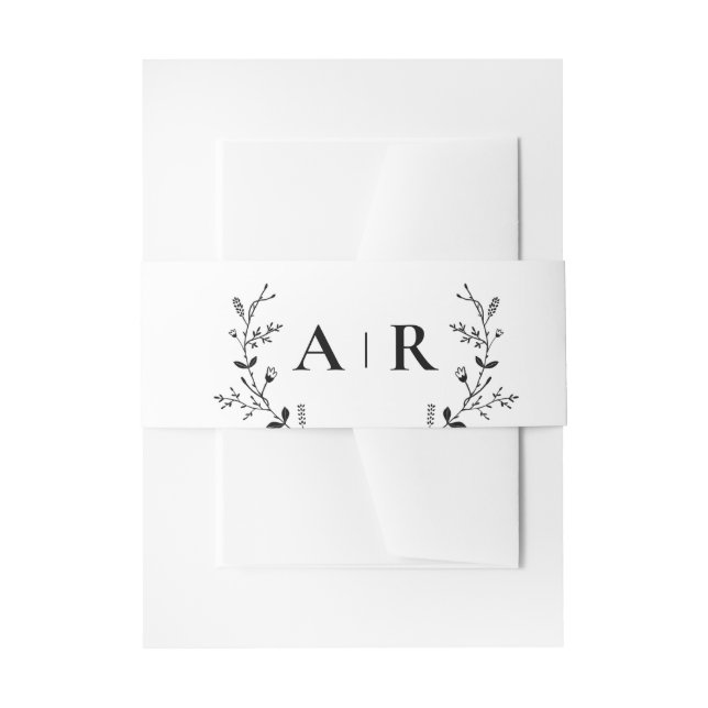 Wedding Invitation Meandering Vine Scroll Belly Band (Front Example)