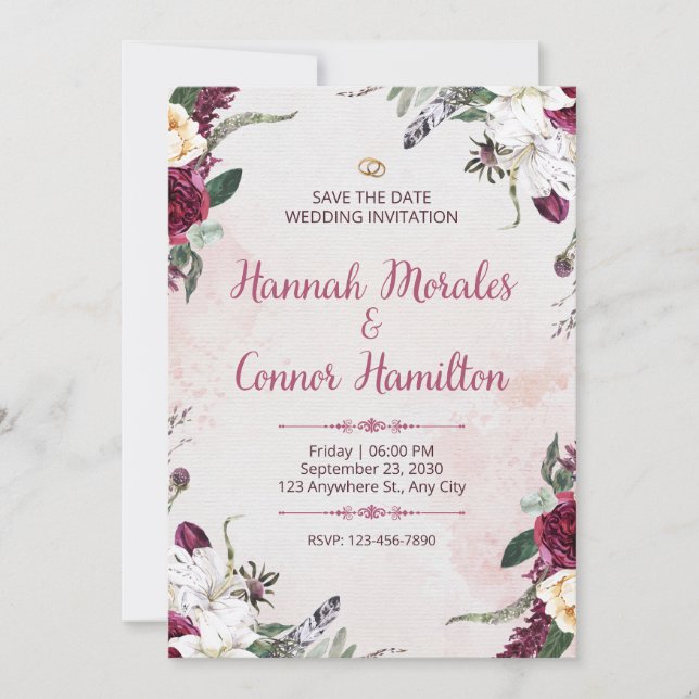 Wedding Invitation Minimal Elegant White Design (Front)