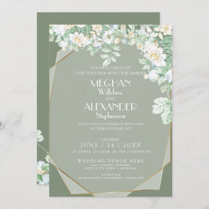 Wedding Invitation Modern Geometric Wildflowers