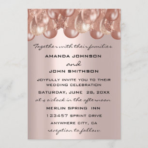 Wedding Invitation Modern Rose Blush Ballons