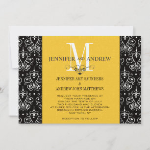 Wedding Invitation Monogram Chandelier Yellow