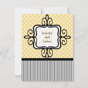 Wedding Invitation Monogram Dots Stripes