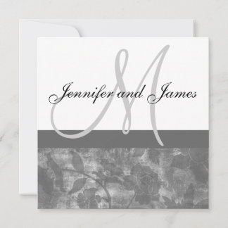 Wedding Invitation Monogram Names Black Floral