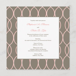 Wedding Invitation - Monogram Pink and Brown