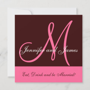 Wedding Invitation Monogram Saying Name Pink Brown