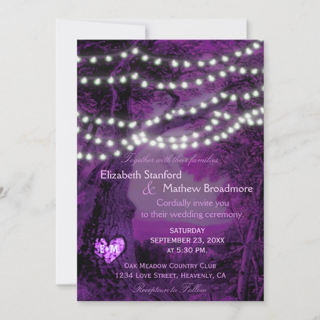 Wedding Invitation | Monogram String Lights (Front)