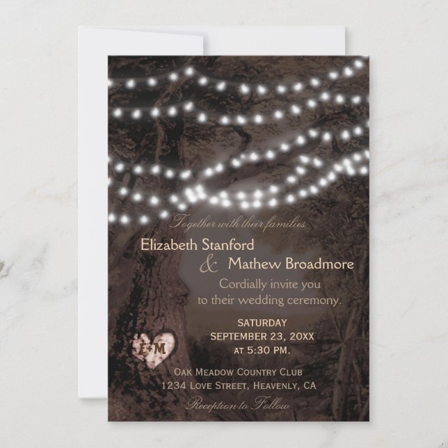 Wedding Invitation | Monogram String Lights (Front)