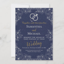 Wedding invitation: navy blue, silver, rsvp, QR