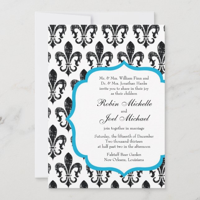 Wedding Invitation | New Orleans | Turquoise (Front)