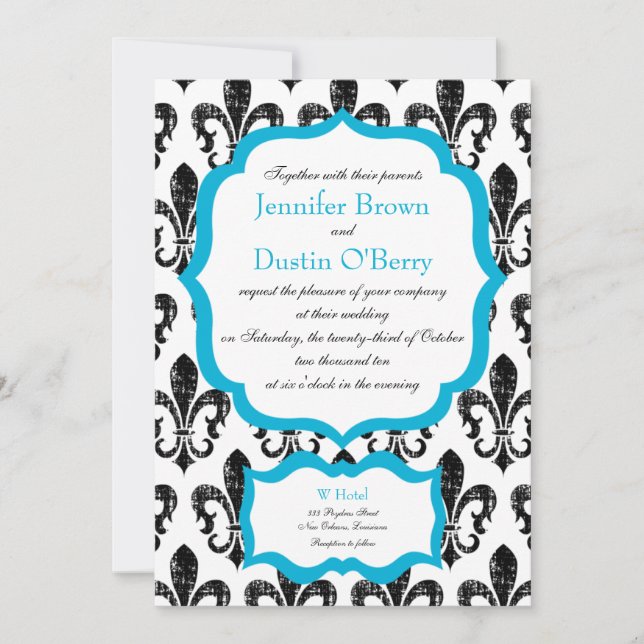 Wedding Invitation | New Orleans | Turquoise 2 (Front)