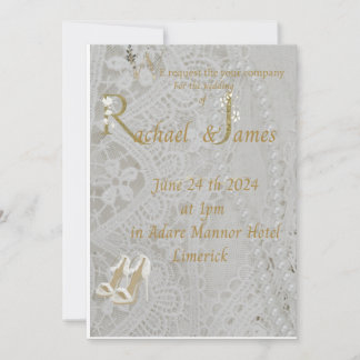  wedding invitation , old lace design .