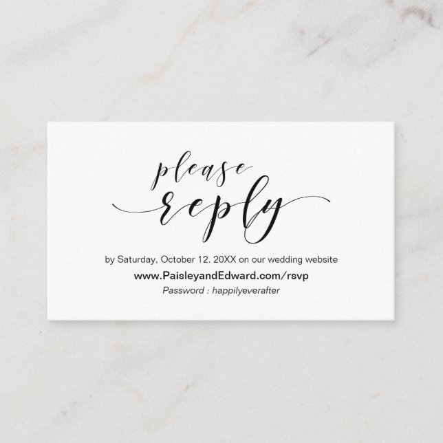 Wedding invitation, online RSVP website Enclosure Card (Front)
